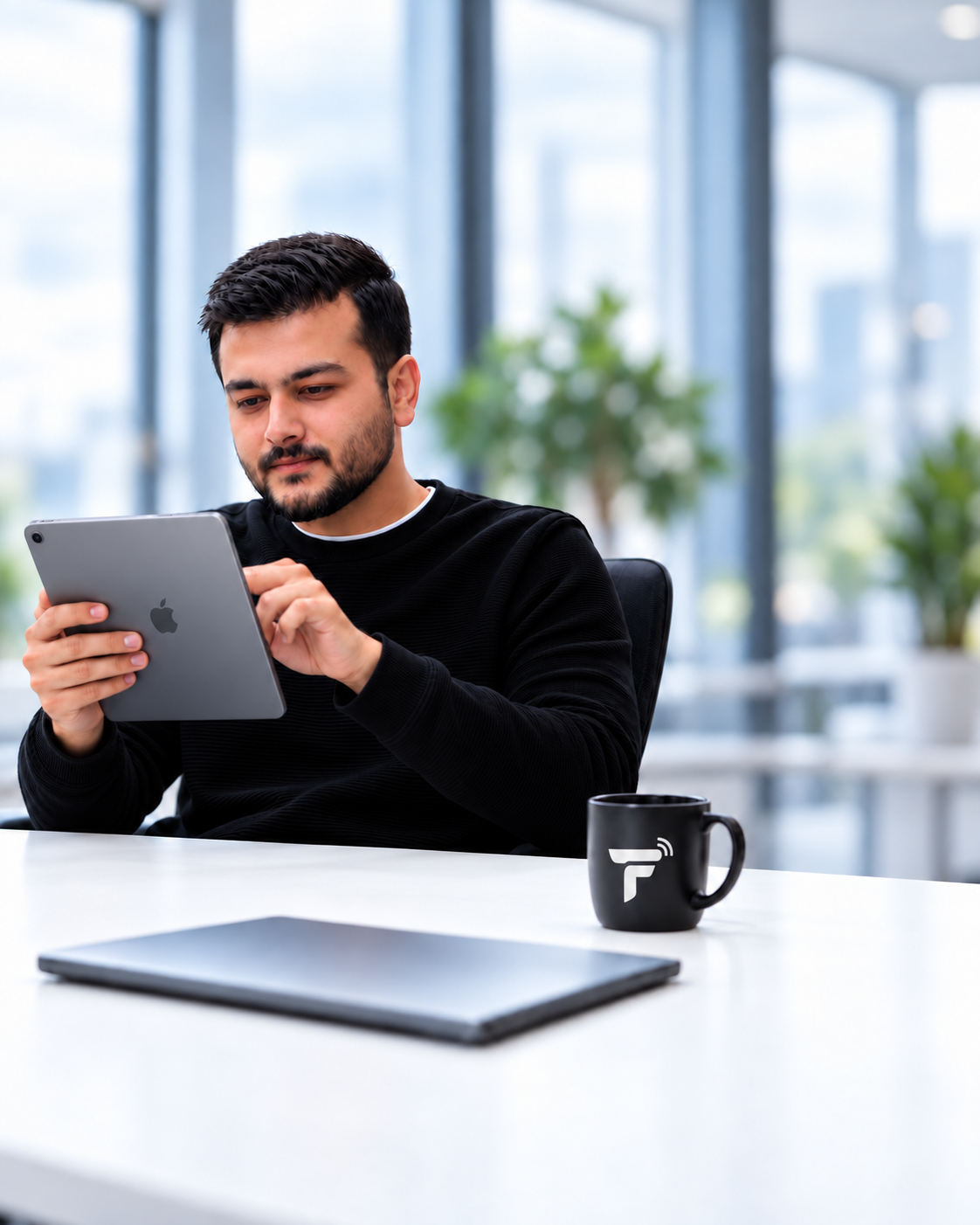 Technoflick professional using the TimeFlick platform on a tablet